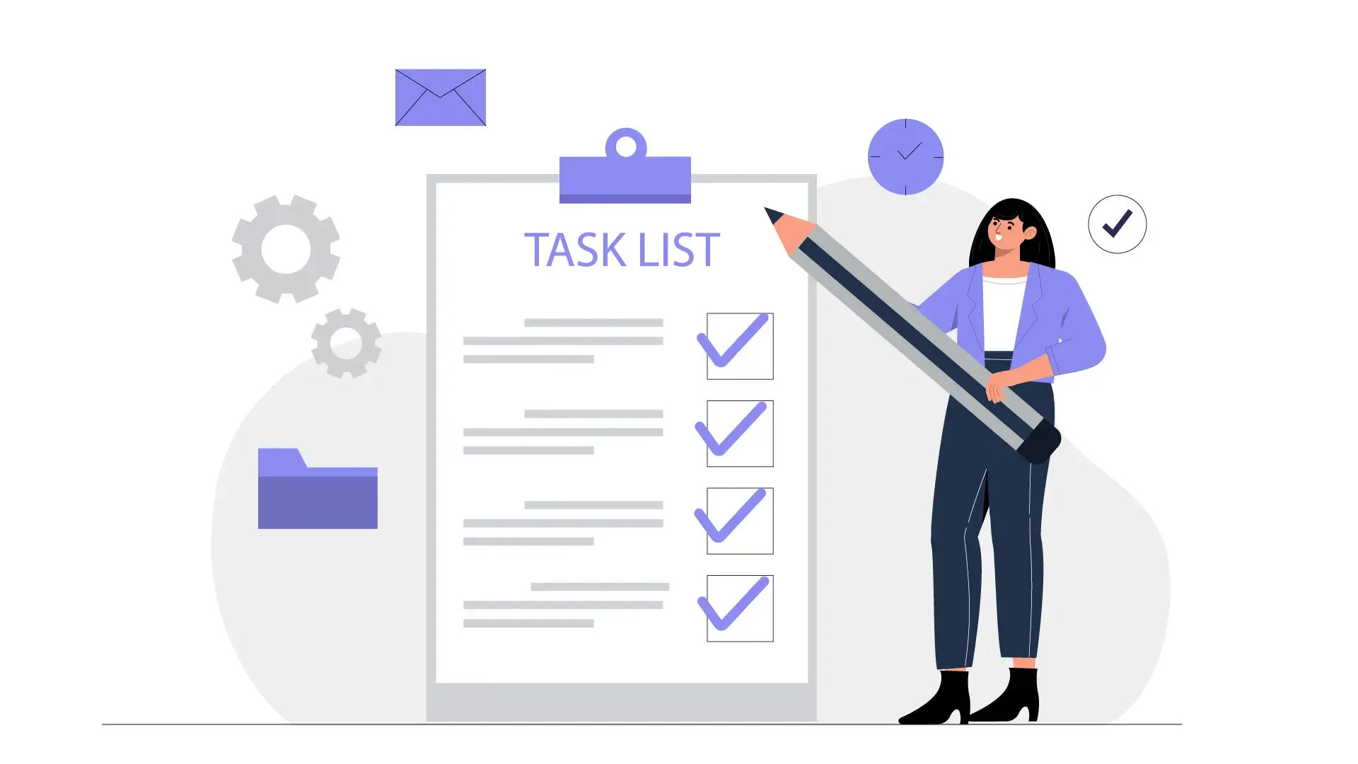 Woman Presenting Organized Task List for Efficient Management Illustration image